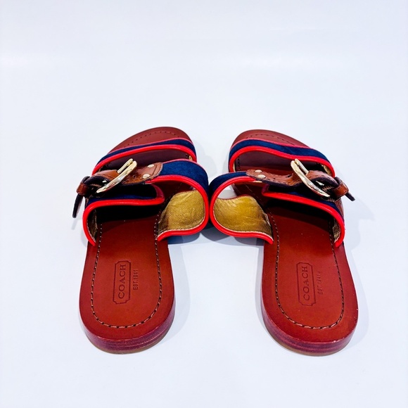 COACH Navy and red flat sandals - Picture 8 of 10